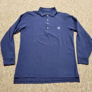 B Draddy Polo Shirt Mens Small Blue Long Sleeve Nemacolin Golf Course Logo Pima
